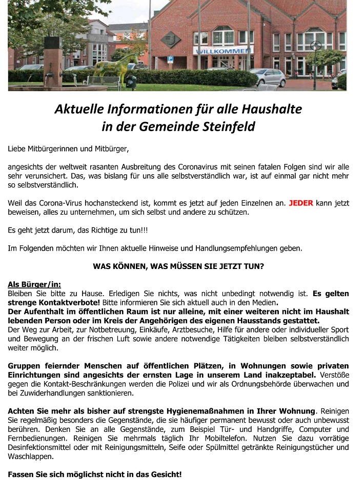 Aktuelle Informationen für alle Haushalte-1 © Gemeinde Steinfeld - Hoffmann