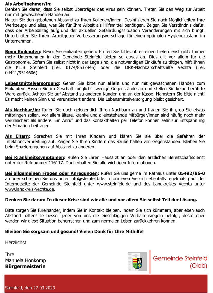 Aktuelle Informationen für alle Haushalte-2 © Gemeinde Steinfeld - Hoffmann