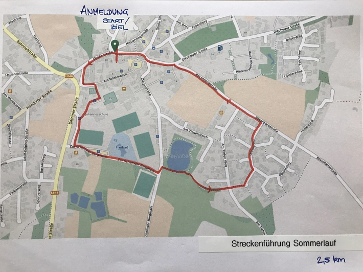 Streckenverlauf Sommerlauf © Gemeinde Steinfeld (Oldenburg)